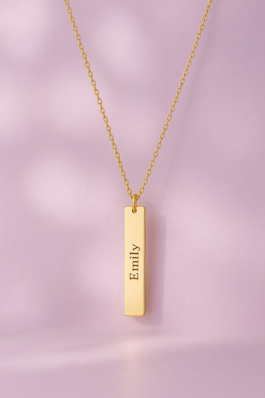 Vertical Bar Necklace 18k Gold PVD