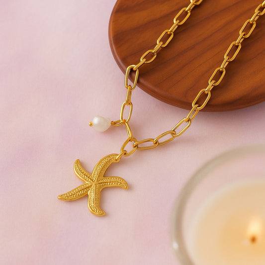 Starfish Style Necklace 18K Gold PVD